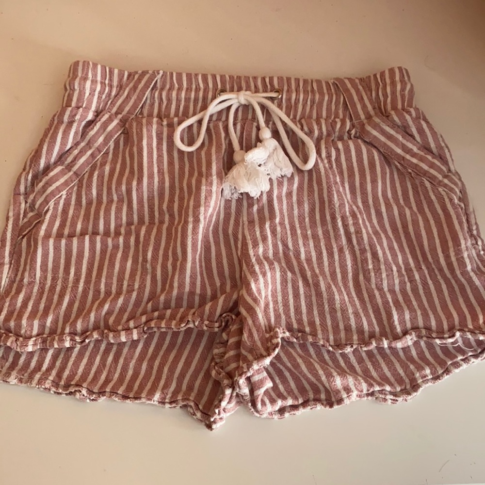 Red striped beachy shorts